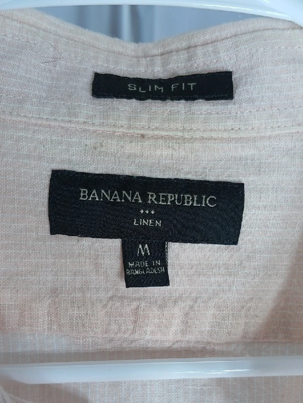Banana Republic Light Pink Men's Casual Button-Down linen cotton Shirt